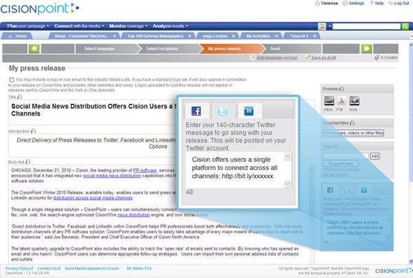 CisionPoint Social Media Distribution Channels