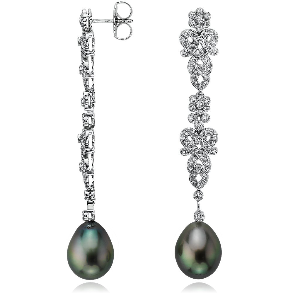 Blue Nile Tahitian Pearl & Diamond Drop Earrings