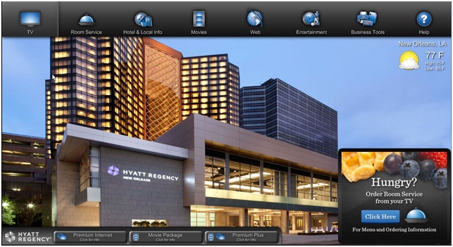 Hyatt Regency New Orleans Main Screen on Roomlinx iTV System