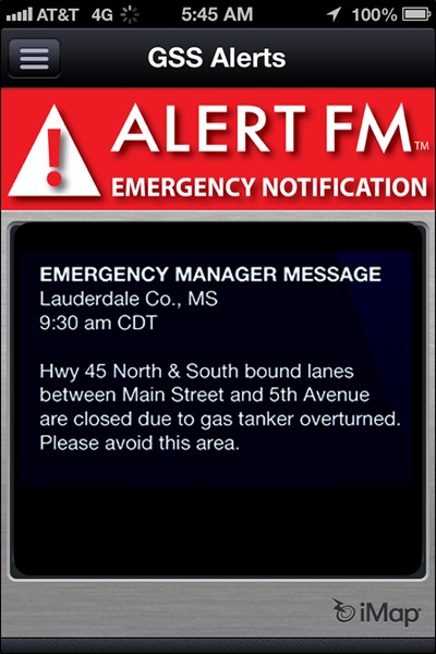 ALERT FM App Notification Message