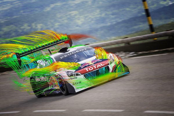 Peugeot 208 T16 Pikes Peak Racecar with Exa PowerFLOW Simulation Results