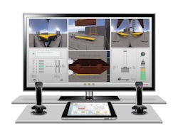 The Remote Operating Station (ROS) of Lamong Bay Terminal. The remote operator safely and efficiently performs truck loading and unloading operations from this comfortable workstation.